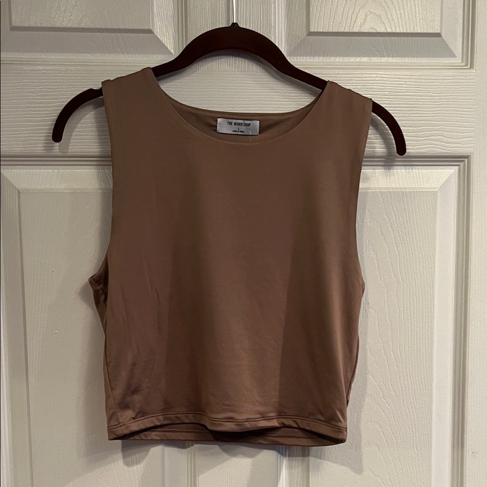 The Workshop Clothing Tan Sleeveless Lined Top